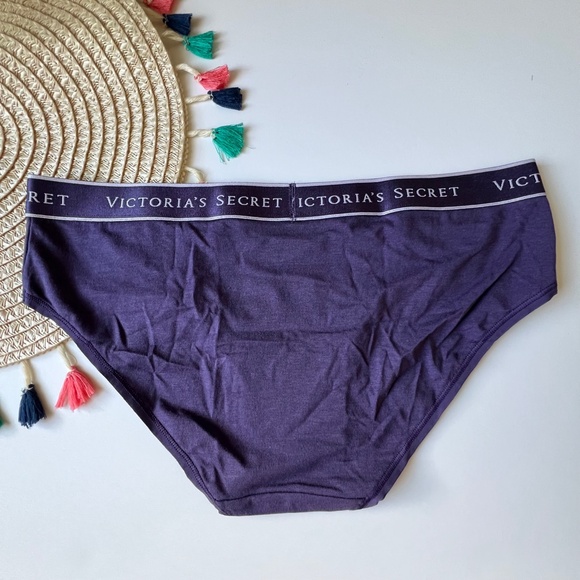 Victoria's Secret Logo Cotton Hiphugger Panty Valiant Purple Large NEW - Picture 3 of 6
